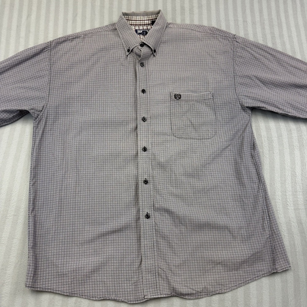 Panhandle Slim Shirt Men Size Large Micro Check  Long Sleeve Western‎ Rodeo